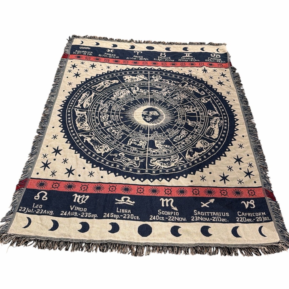 Vintage Celestial Cotton Throw Blanket RARE!!!!